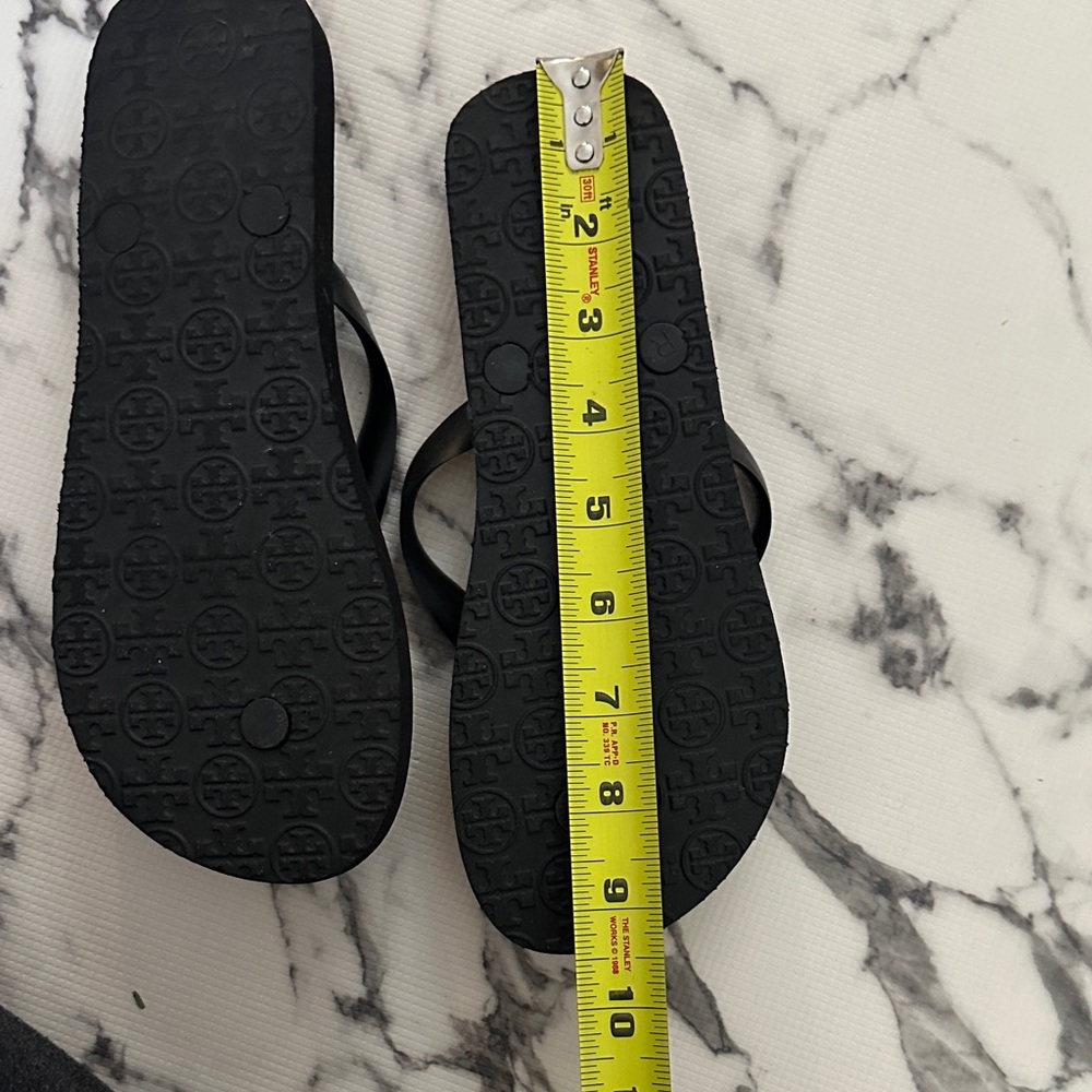 Tory Burch Black and White Zebra Logo  Flip Flops - Picture 6 of 7